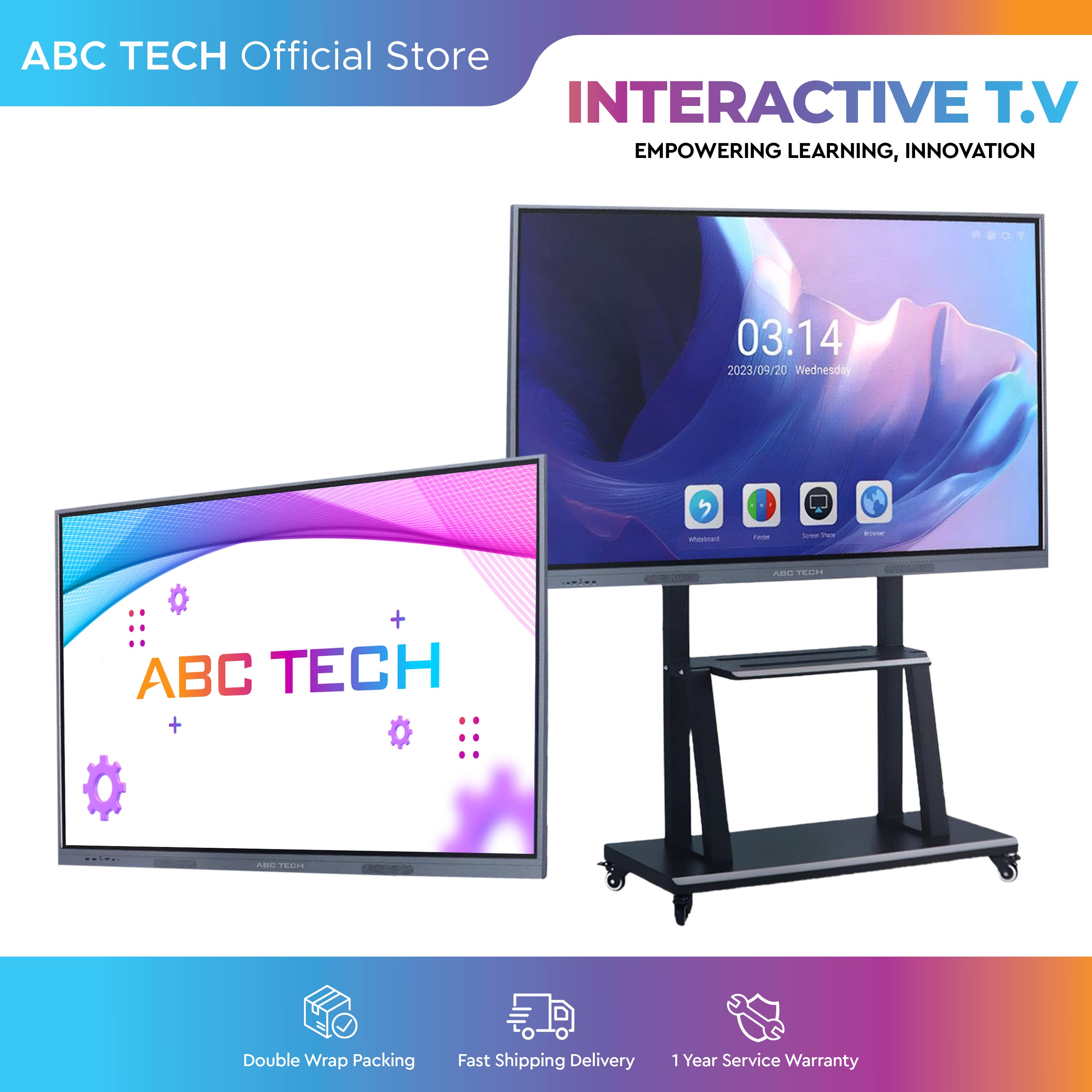 ABC TECH INTERACTIVE TOUCH SCREEN WHITEBOARD