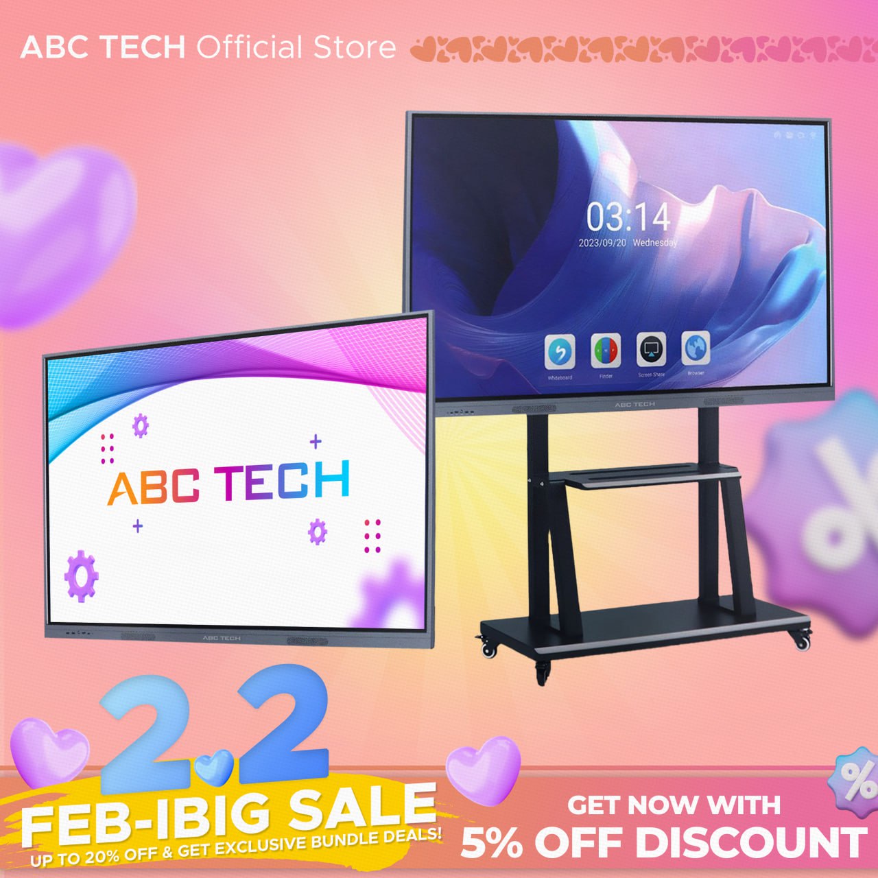 ABC TECH INTERACTIVE TOUCH SCREEN WHITEBOARD